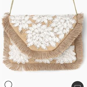Tan Beaded Clutch